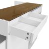 Multi-Functional Storage Island Movable Storage Cabinet Island Vanity Dresser With 3 Side Storage Drawer, A Reversible Top Storage Space And 2 Glass Display Shelves - White - Image 24