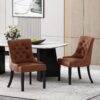 Cheney - Contemporary Dining Chair (Set of 2) With Tufted Design - Light Brown - Image 5