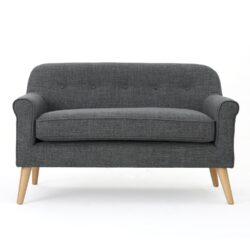 Classic Loveseat With Rolled Armrests And Button Tufting - Gray