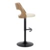 Cecina - Contemporary Adjustable Barstool With Swivel With Rounded T Footrest (Set of 2) - Black / Zebra / Cream - Image 3