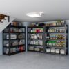 Wide Metal Shelves, With 5 Removable Dividers, Large Capacity, Strong Load Bearing, Suitable For Garage, Kitchen And Office - Black - Image 15