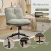 Oversize Seat Cirss Cross Chair With Wheels, Elegant Design Computer Chair, Adjustable Height 360 Degree Rolling Swivel Home Office Chair For Small Space, Dressing Room, Living Room - Gray - Image 2