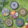 French Country Patio Side Table With Vibrant Tile Top - Blue / Black - Image 9