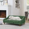 Modern Durable Elevated Dog Sofa Bed With Irregular Armrest Design Comfortable Soft Pet Sofa Foam Material - Green - Image 4