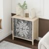 2 Door Carved Storage Cabinet With Adjustable Shelf, Accent Furniture For Living Room, Hallway, Kitchen - Black / Natural - Image 12