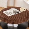 Upholstered Round Ottoman Coffee Table Foot Rest With Metal Legs - Brown - Image 8