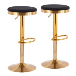 Dakota - Contemporary Upholstered Adjustable Barstool (Set of 2) - Gold / Black