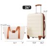 Hardshell Luggage Sets 24" / Bag Spinner Suitcase With Tsa Lock Lightweight - Brown / White - Image 5