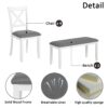 Modern 6 Piece Dining Table Set With Bench And Chairs For Dining Room Or Kitchen - Gray / White - Image 6