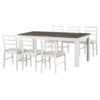 7 Piece Wooden Dining Table Set Mutifunctional Extendable Table With Leaf And 2 Drawers, 6 Dining Chairs With Soft Cushion - Brown / White - Image 10