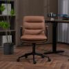 Office Chair, Mid Back Home Office Desk Task Chair With Wheels And Arms Ergonomic Computer Rolling Swivel Chair With Padded Armrest - Brown - Image 12