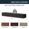60" Rustic Wood Fireplace Mantel, Wall-Mounted & Floating Shelf For Home Decor - Espresso - Image 8