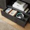 Modern Wavy TV Stand Rounded Sideboard With Storage Cabinet - Black - Image 9