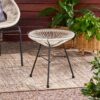 Nusa - Side Table With Tempered Glass Top And Polyethylene Rattan Base - White - Image 6