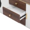 Modern Minimalist TV Stand For TVs Up To 80", Entertainment Center With 3 Drawers And 1 Shelf, Metal Handles And 2 Cabinets For Living Room - White - Image 20