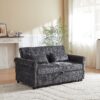 3 In 1 Loveseat Sofa Bed Chenille Fabric Pull Out Couch Sleeper Full Back Frame, Seat Frame, Armrests & 2 Pillows - Dark Gray - Image 12
