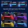 Nightstand LED Bedside Table Cabinet Ligh Modern End Side With 2 Drawers For Bedroom - Black / Gold - Image 6