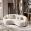 Drake - Japandi Style Curvy Sofa - Ivory White / White - Image 8