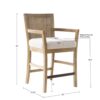 Cane Back Counter Stool With Upholstered Seat - Cream / Reclaimed Natural - Image 3