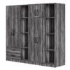 6 Door Wardrobe With Shelves And Drawers - Gray - Image 2