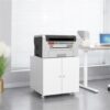 Metal Printer Stand With Storage Mobile Printer Tables For Small Spaces With Door Adjustable Shelf File Cabinet On Wheels For Home Office - White - Image 31