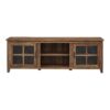 Modern Farmhouse 2 Door Glass Windowpane 70" TV Stand For 80" TVs - Rustic Oak - Image 2