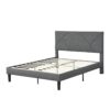 Queen Size Upholstered Platform Bed Frame Wood Slat Support - Gray - Image 5