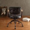 Hallie - Top Grain Leather Office Chair - Vintage Black - Image 3