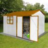 10'x8' Garden Sheds Outdoor Storage Sheds With Window - White / Yellow - Image 2