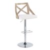 Charlotte - Farmhouse Adjustable Height Barstool With Swivel Rounded Rectangle Footrest (Set of 2) - Chrome / White Washed / Cream - Image 2