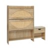 Shoe Storage Cabinet Rattan Shoe Storage Organizer With 2 Flip Drawers, A Storage Drawer And A Bench For Entryway, And Hallway - Light Brown - Image 14