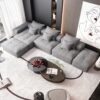 Modern Oversized Modular Sectional Sofa, Sparkling Chenille Fabric Soft Cushion Sofa With 6 Pillows, 6 Pieces Diy Combination Tufted Sofa, No Assembly Required - Gray - Image 7
