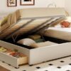 Queen & Twin Long Size Upholstered Platform Bed, Mother & Child Bed With Hydraulic Storage System, Drawer Box, Bedhead Storage Shelf And 2 Pairs Of Sockets & USB Ports - Beige - Image 19