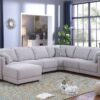 Penelope - Linen Fabric Reversible 7 Piece Modular Sectional Sofa With Ottoman And Pillows - Light Gray - Image 5