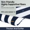 2 Piece High Back Chair Cushion Set Tufted Patio Or Rocking Chair Cushions For Garden Or Porch - Blue Stripe - Image 12