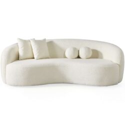 Drake - Japandi Style Curvy Sofa - Ivory White / White