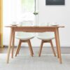 Round Corner Diagonal Leg Telescopic Table For 6-8 People To Meet Dining Table - Light Natural - Image 9