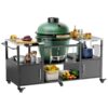 Outdoor Grill Table For Big Egg Style Bbq With Metal Grill Cart And Storage Box And Metal And Stainless Steel - Black / Silver - Image 2