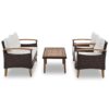 4 Piece Garden Furniture, Patio Seating Set, Outdoor Sofa Set, Wood Table And Legs - Brown / Beige - Image 7