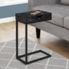 Accent Table, C - Shaped Marble Look Contemporary & Modern - Black - Image 4