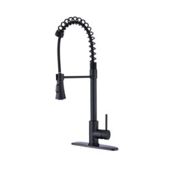 Modern Industrial Style Kitchen Faucet With Pull Down Sprayer Single Handle Stainless Steel - Matte Black