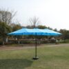 15 X 9 Ft Double Sided Outdoor Market Umbrella With Lights And Base Rectangular Twin Canopy - Blue - Image 19