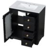 Bathroom Vanity With A Soft Close Glass Door, Adjustable Shelves, And Three Drawers - Black - Image 13
