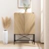 Contemporary Bookmatch Doors Tall Accent Cabinet With Inset Top - Dark Walnut Bookmatch - Image 4