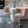 Swivel Velvet Barstools Adjusatble Seat Height From 25-33", Modern Upholstered Chrome Base Bar Stools With Backs Comfortable Tufted For Home Pub And Kitchen Island (Set of 2) - Khaki - Image 11
