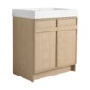 Contemporary 30" Freestanding Bathroom Vanity With White Resin Sink & Soft Close Cabinet Doors - Oak - Image 2