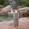 Aluminum Outdoor Side Table, C Shaped End Table, Outside Small Table For Patio - Silver - Image 5