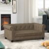 Modern Linen Fabric Elevated Pet Bed Sofa For Small And Medium Dogs - Brown - Image 3