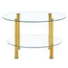 Contemporary Minimalist Double Layer Tempered Glass Coffee Table - Gold / Transparent - Image 12