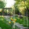 Metal Garden Arch Garden Arbor Trellis Climbing Plants Support Rose Arch Outdoor Arch - Cream White - Image 8